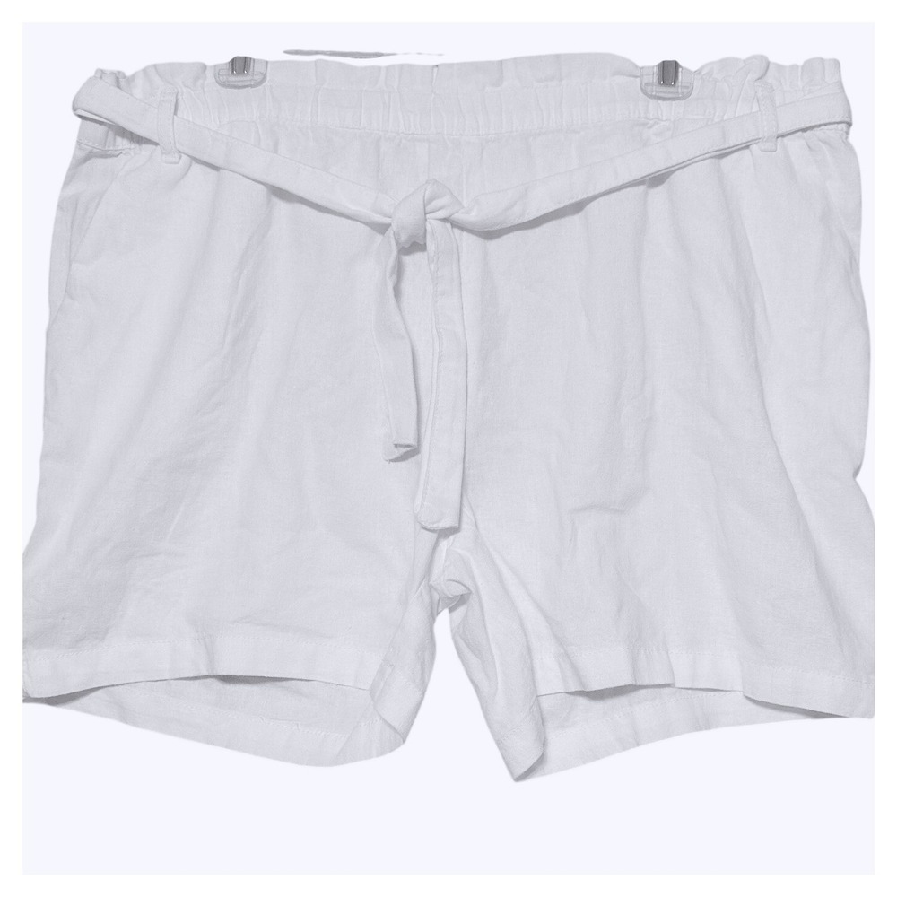 Stella Parker Linen Blend Shorts Womens Size XL White Tie Belt Beach Pockets New